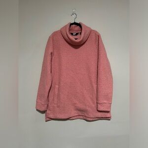 Lands End Peony Pink Boucle Cowl Neck Pullover Top Size Large Tall (14-16)